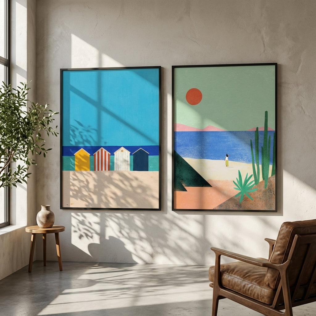 Abstract Set of 2 Beach Bliss by Henry Rivers