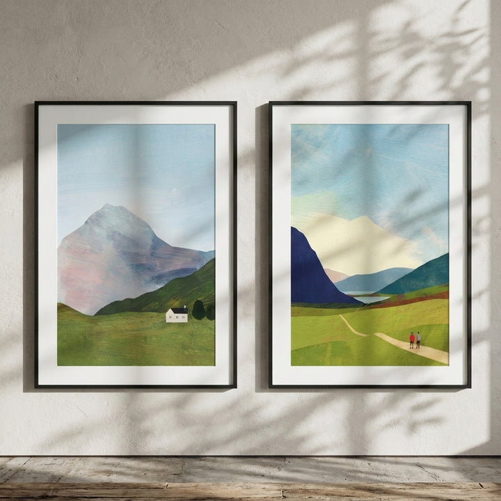 Highland Hike Abstract Duo Painting by Henry Rivers