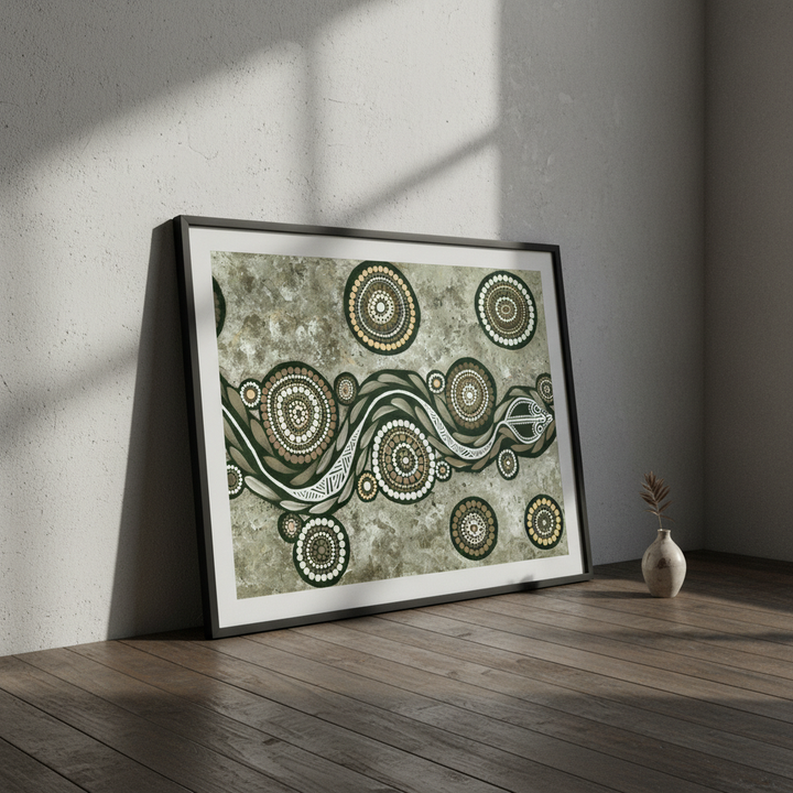 Snake on Long Voyage Earth Green Tone by Emma Rigney