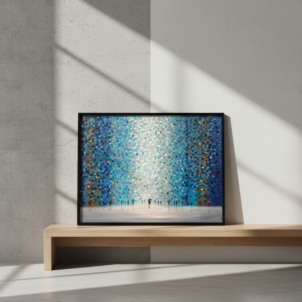 Umbrellas at Night by Ekaterina Ermilkina