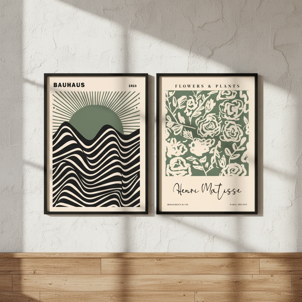 Green Bauhaus & Matisse Set of 2 Exhibition Prints