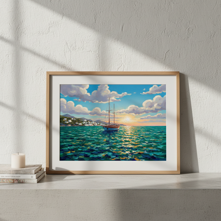 Sailing the Amalfi Brushstrokes Oil Painting Wall Art Print