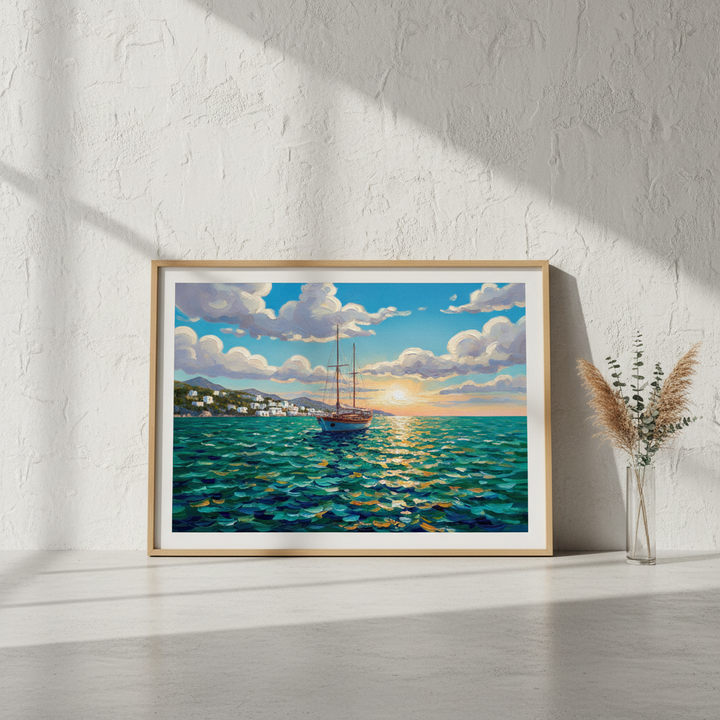 Sailing the Amalfi Brushstrokes Oil Painting Wall Art Print