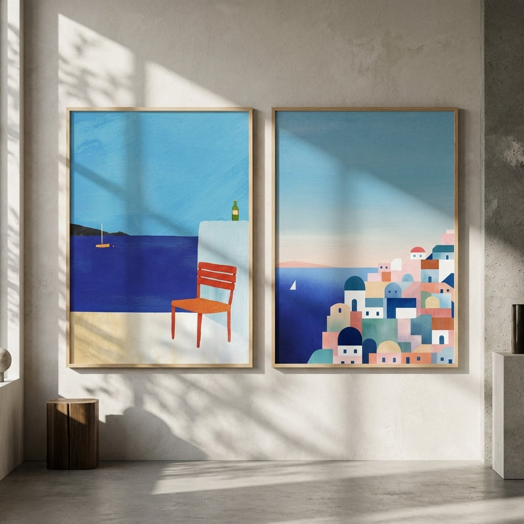 Santorini Abstract Pair by Henry Rivers