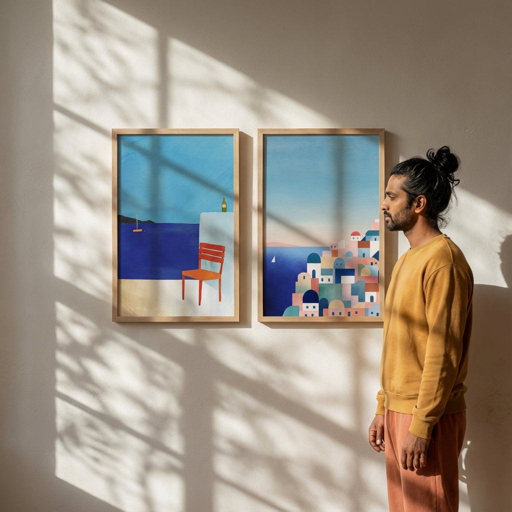 Santorini Abstract Pair by Henry Rivers