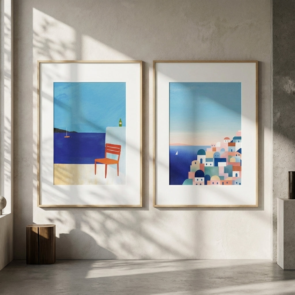 Santorini Abstract Pair by Henry Rivers