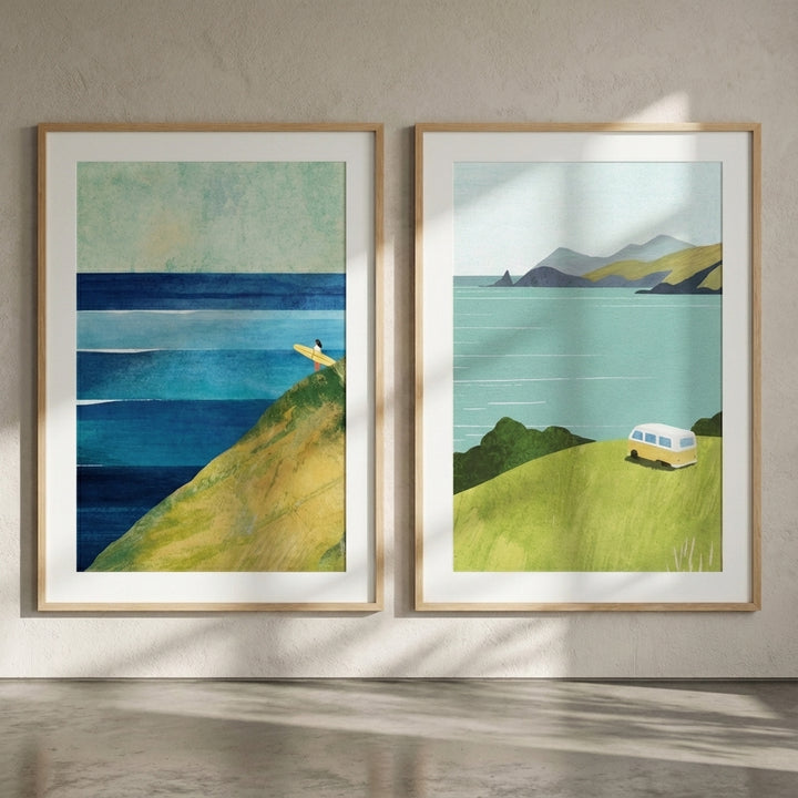 Countryside Surf Abstract Painting Pair by Henry Rivers