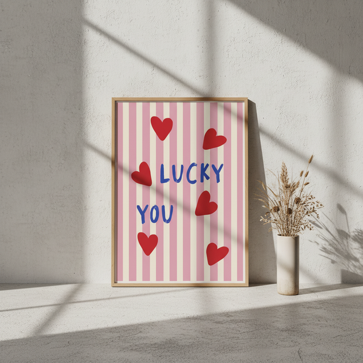 Lucky You Love Heart Print