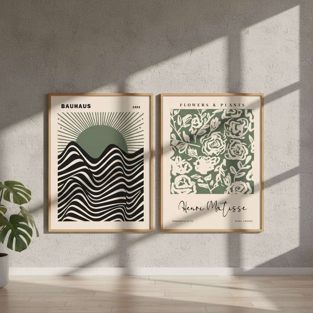 Green Bauhaus & Matisse Set of 2 Exhibition Prints