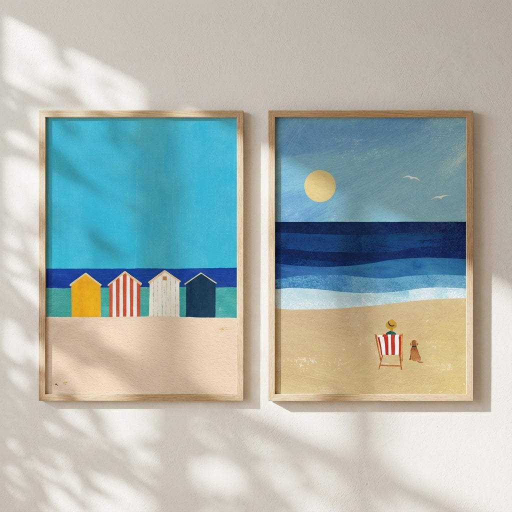 Abstract Beach Boxes Best Friend Pair by Henry Rivers