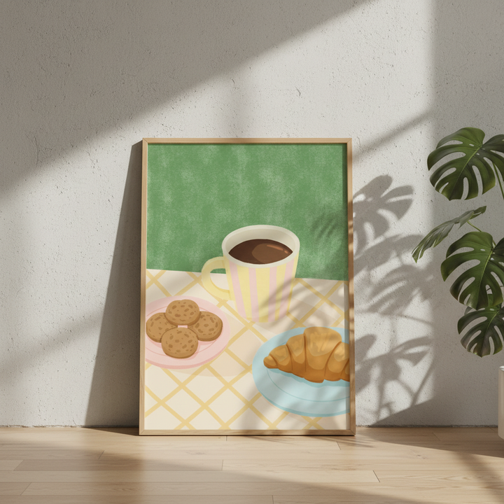 Morning Pastry & Coffee Print by Lisa Solomoniuk