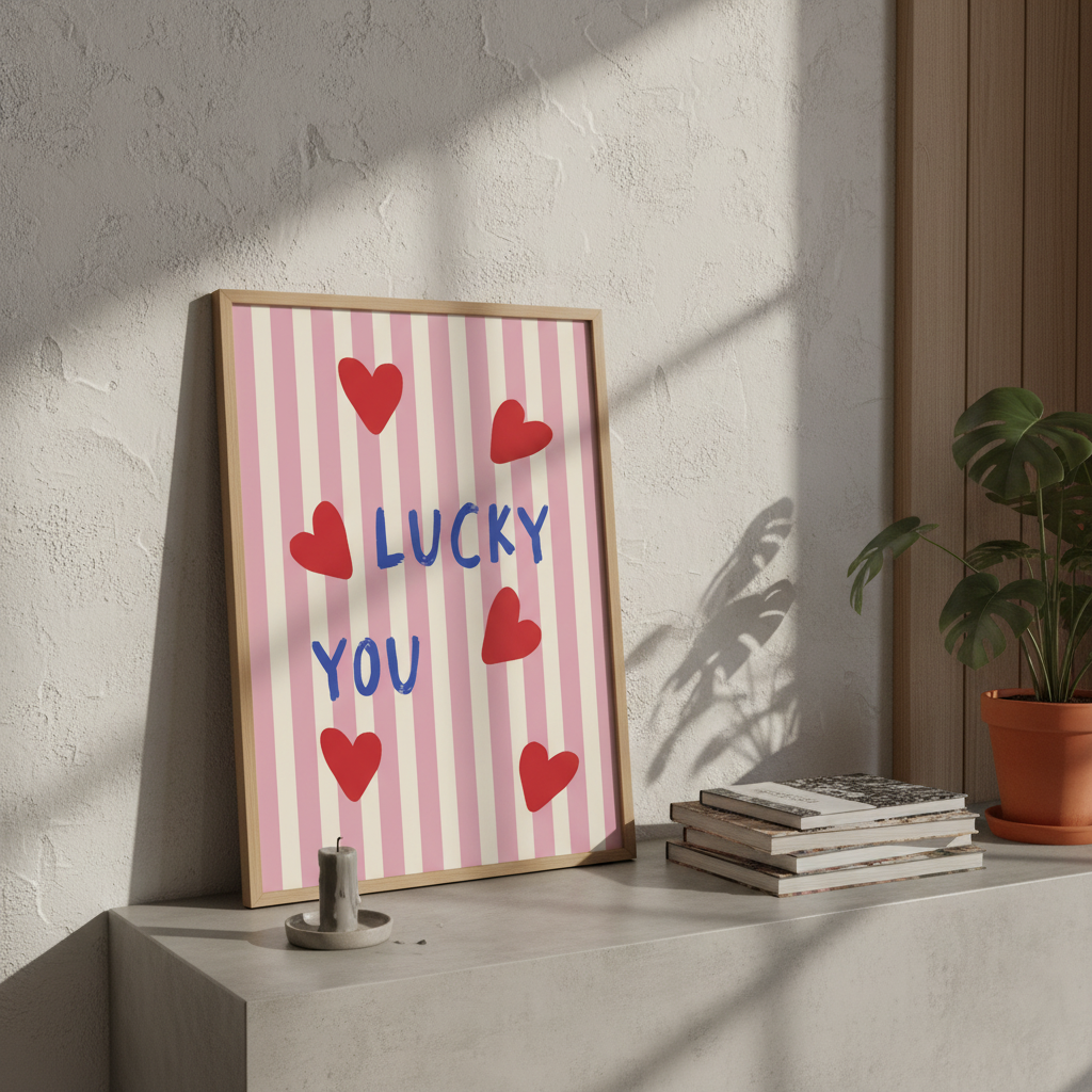 Lucky You Love Heart Print