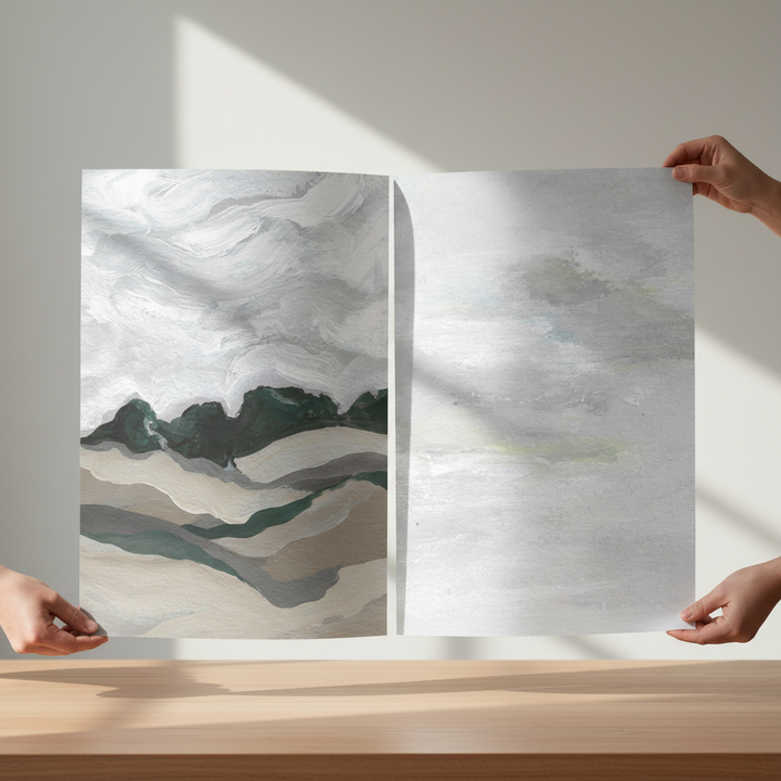 Grey Abstract Sky Duo by Josephine Wianto