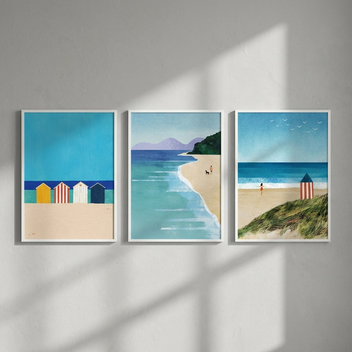 Brighton Beach Boxes Abstract Painting Trio by Henry Rivers