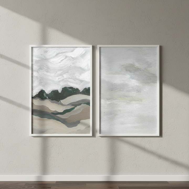 Grey Abstract Sky Duo by Josephine Wianto