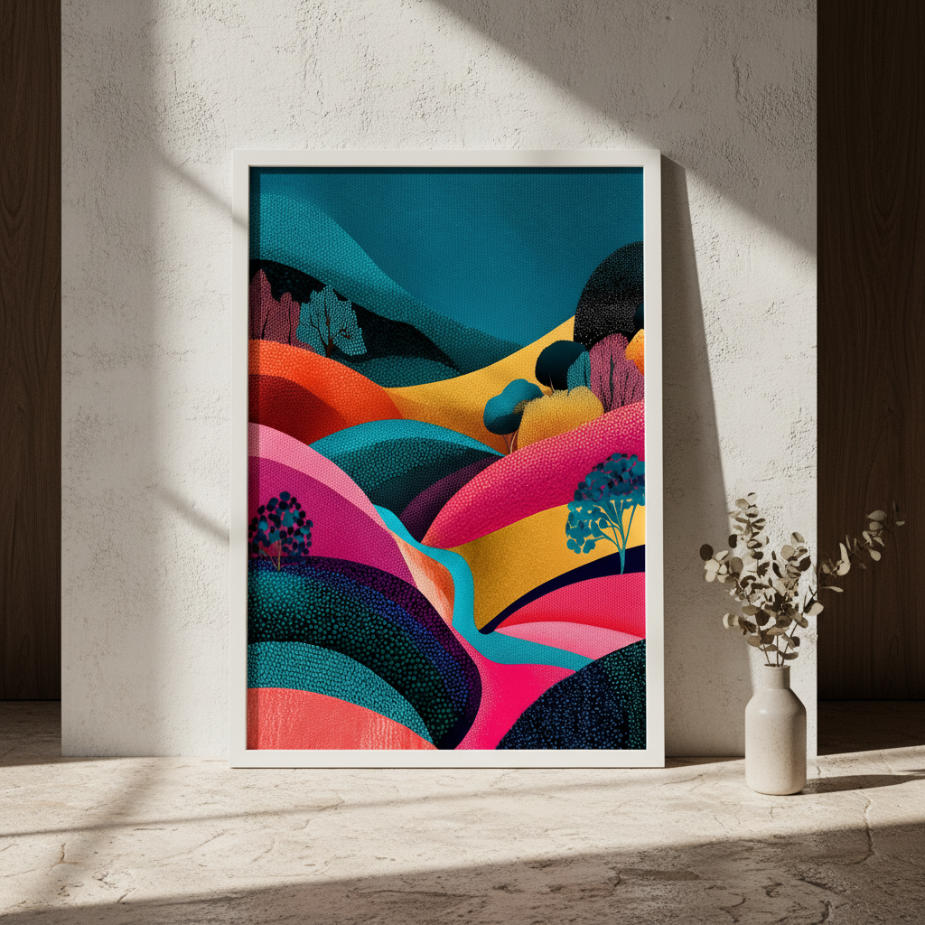 Evening Japanese Hills Pop Art Abstract Print