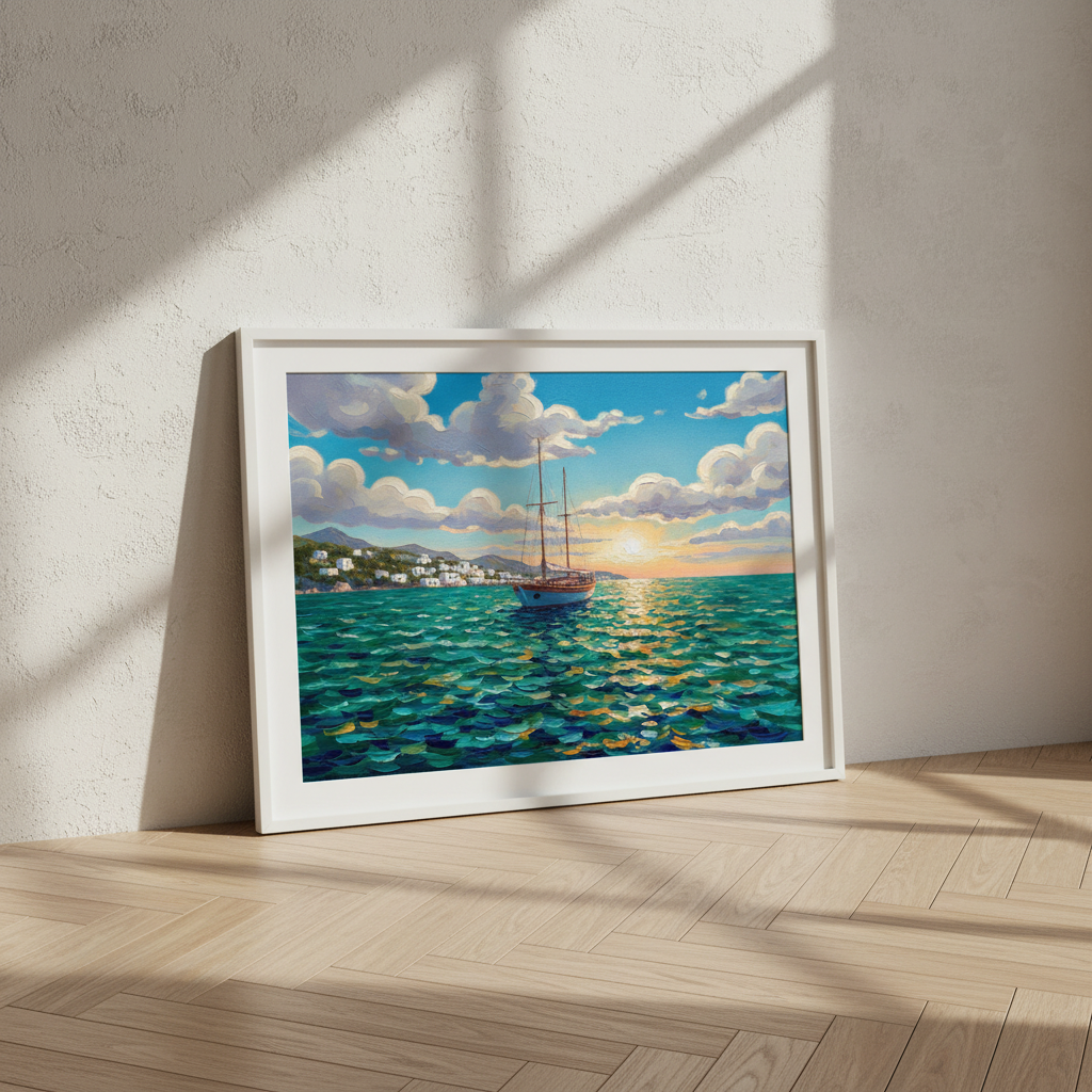 Sailing the Amalfi Brushstrokes Oil Painting Wall Art Print