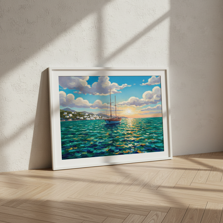 Sailing the Amalfi Brushstrokes Oil Painting Wall Art Print