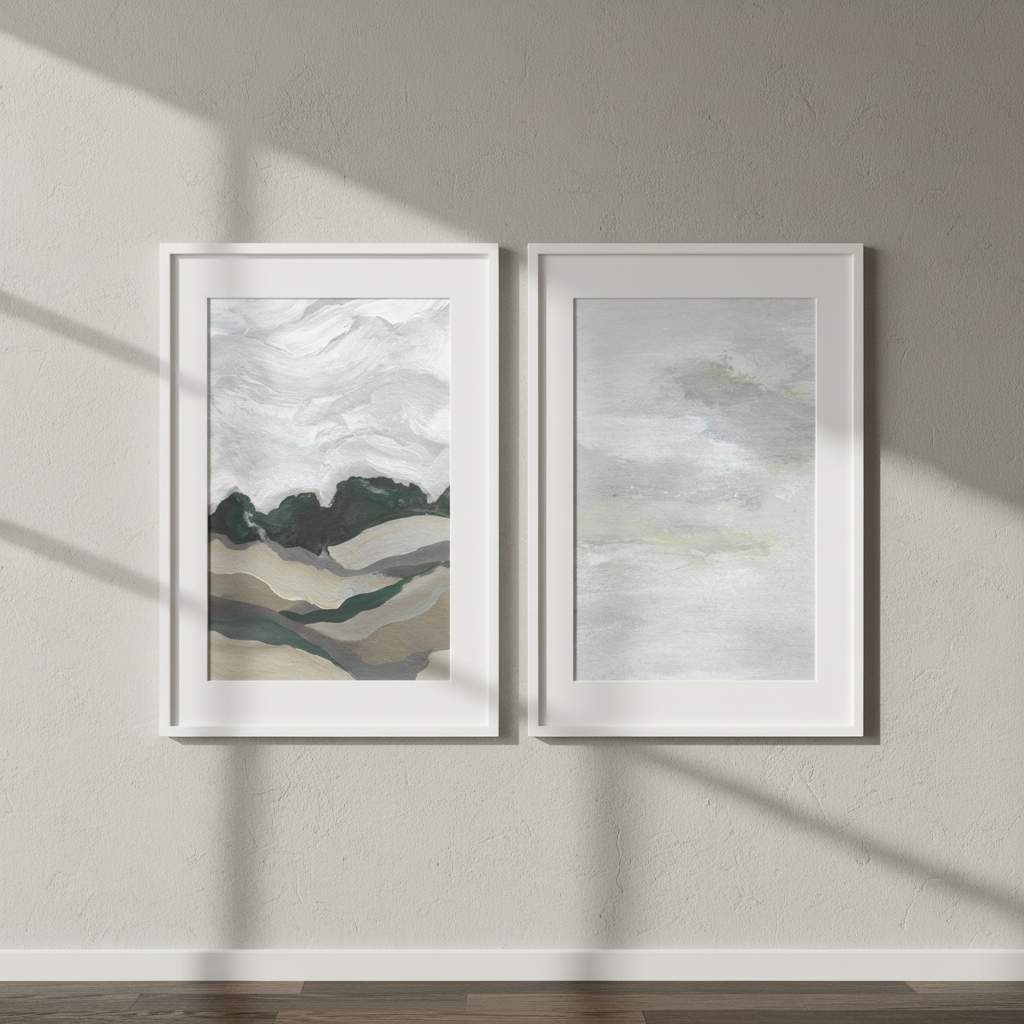 Grey Abstract Sky Duo by Josephine Wianto