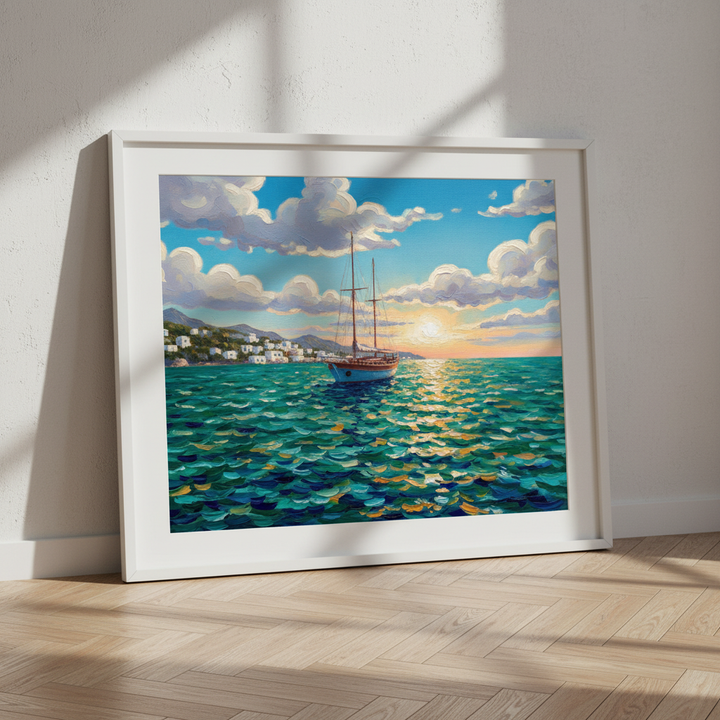 Sailing the Amalfi Brushstrokes Oil Painting Wall Art Print