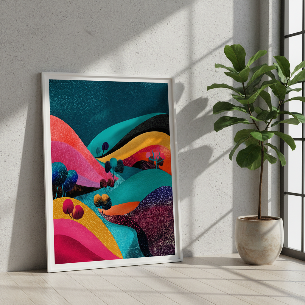 Japanese Evening Pop Art Absract Flow Mountain