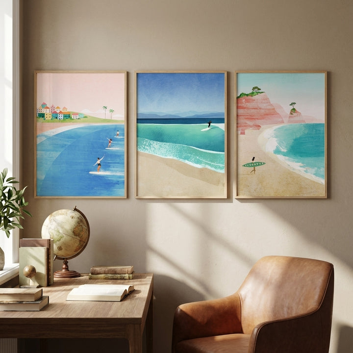 Surfing Holiday Trio Abstract Paintings by Henry Rivers