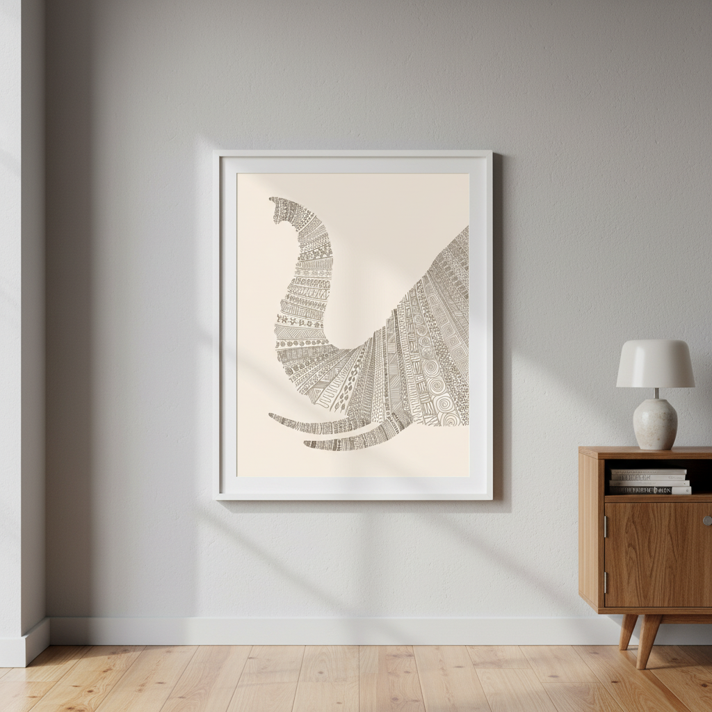 Elephant on Beige by Florent Bodart