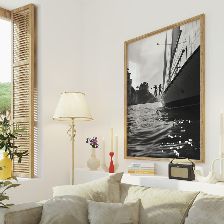 Amalfi Dreaming Ocean Jump Photograph,living room,timber border