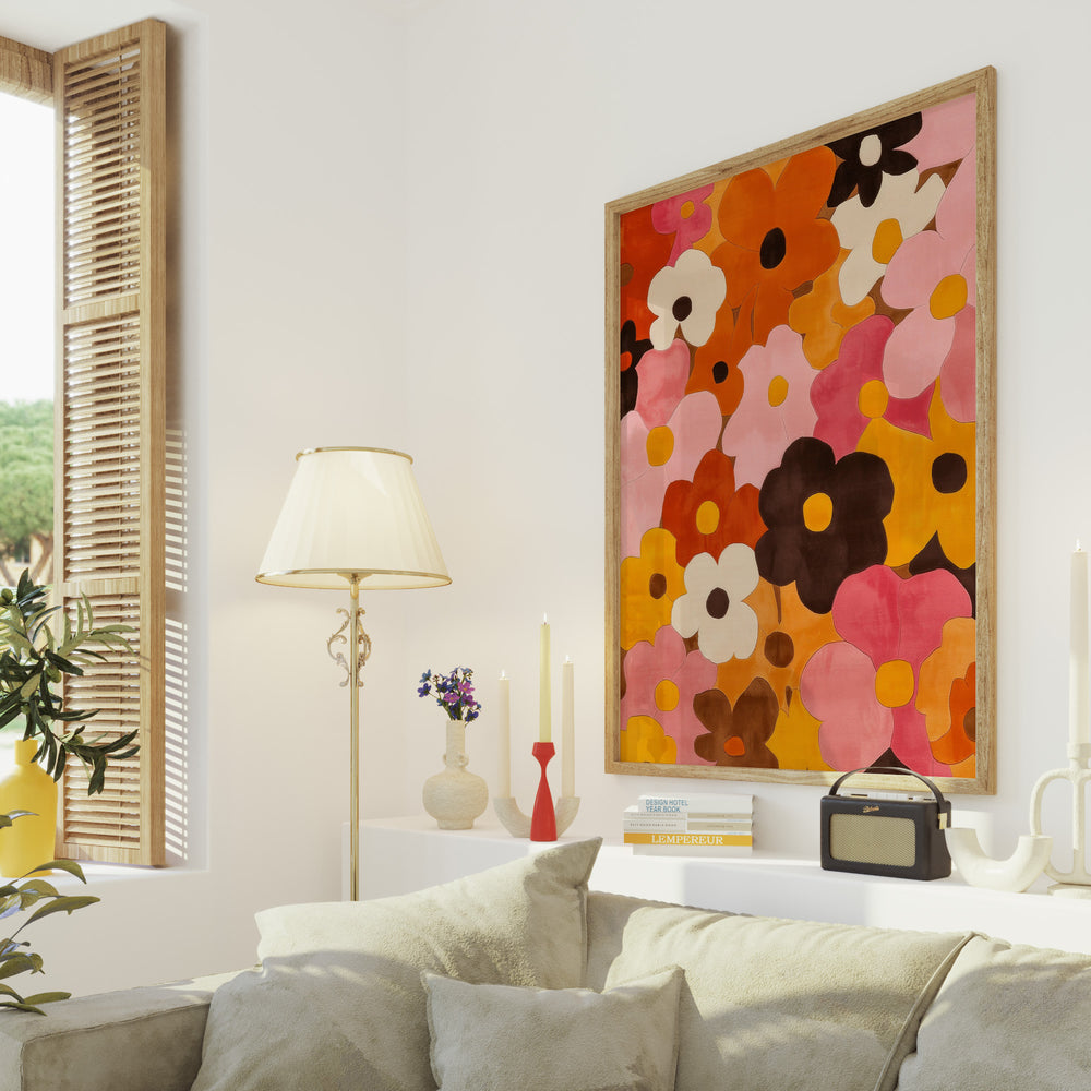 Flower Abstract Wall Art,livingroom,timber borde