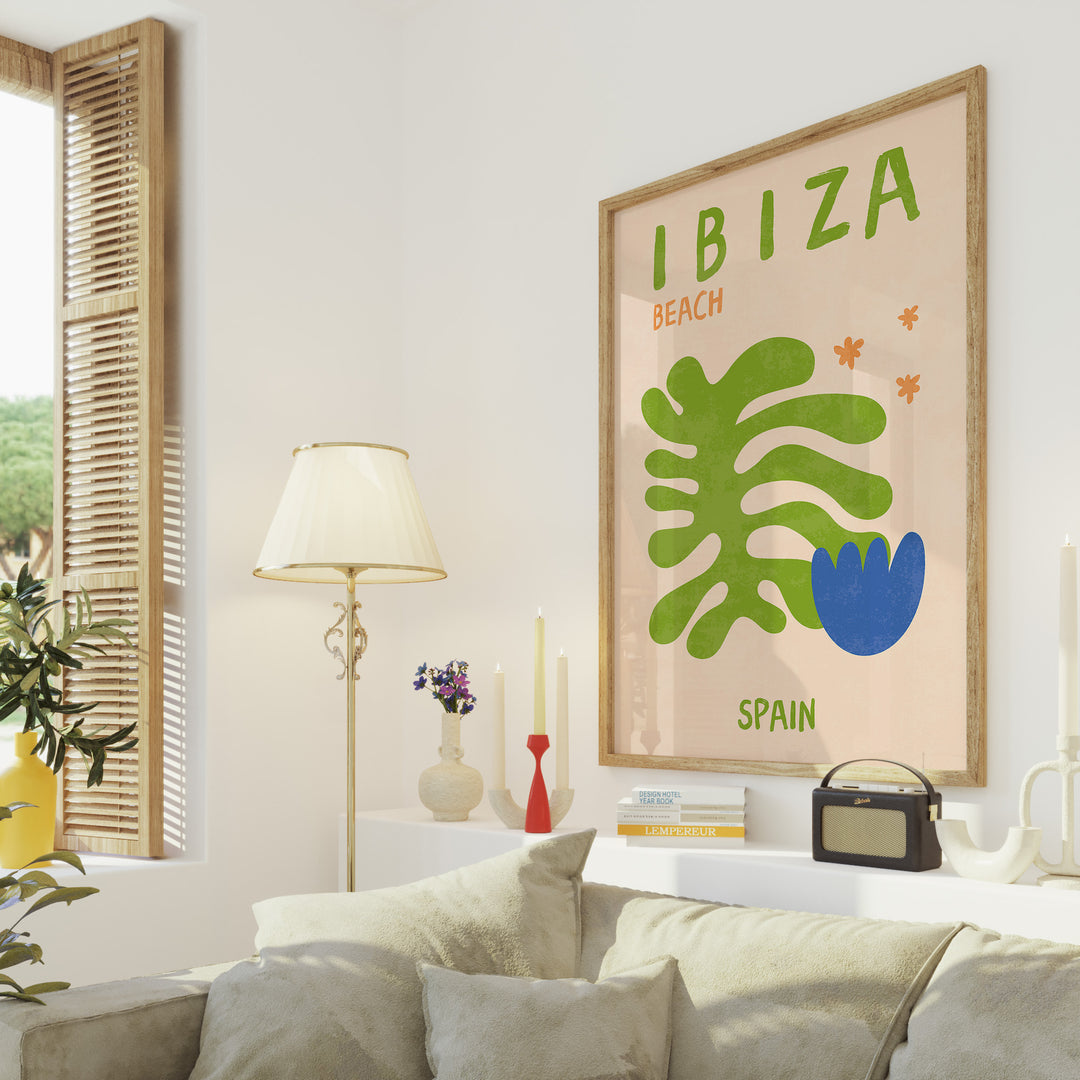 Ibiza Spain Wall Art,livingroom,timber border