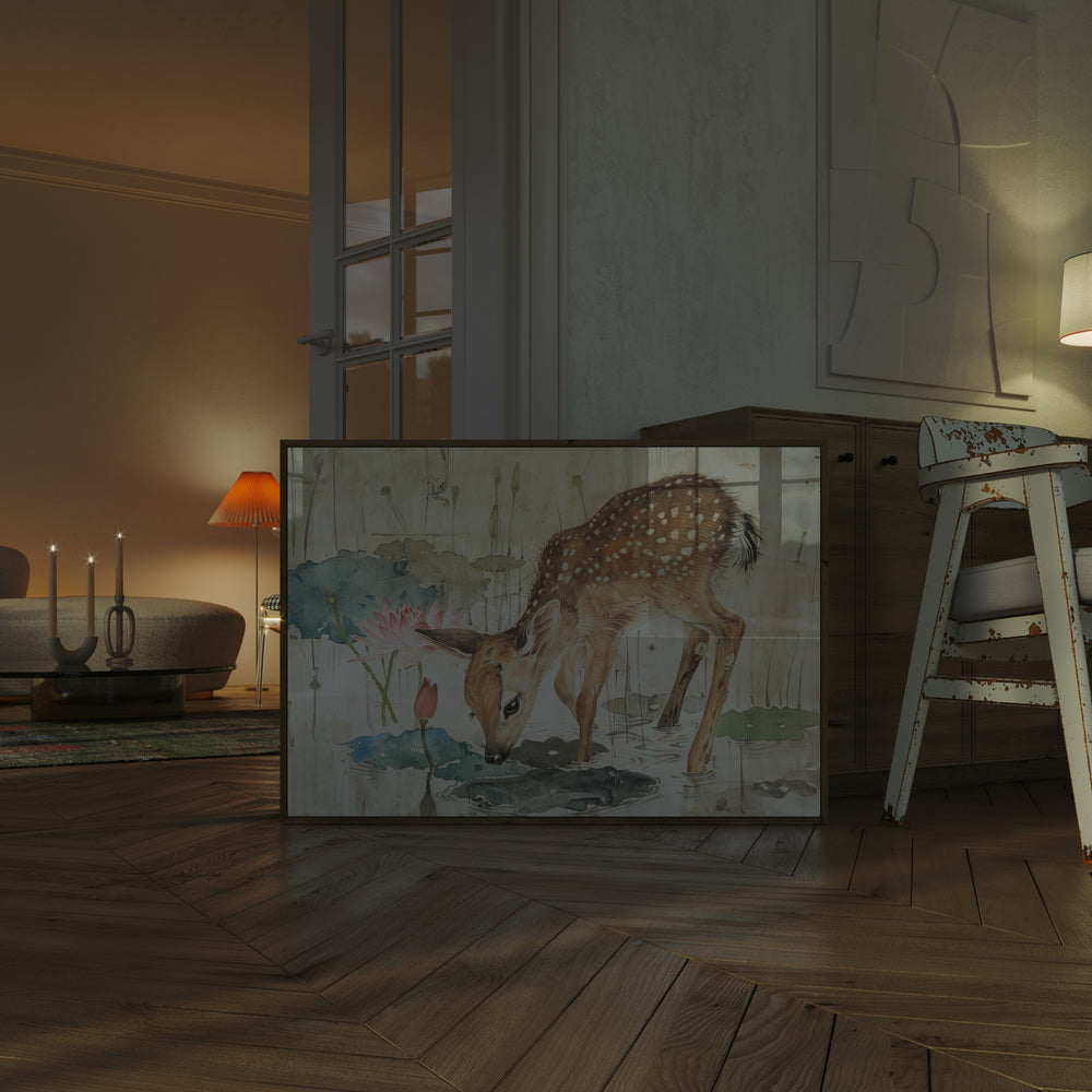 Kids Deer Nursery Print,gallery wall,timber border