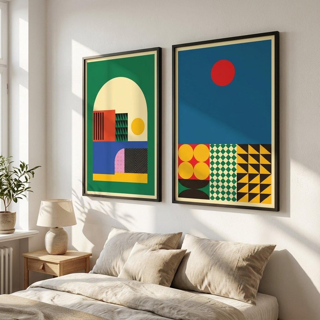 Moduler Modern Sunrise Set of 2 Geometric Prints wall - art - picture - poster