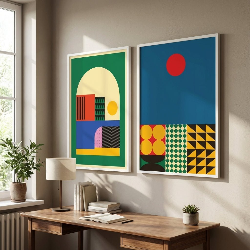 Moduler Modern Sunrise Set of 2 Geometric Prints wall - art - picture - poster