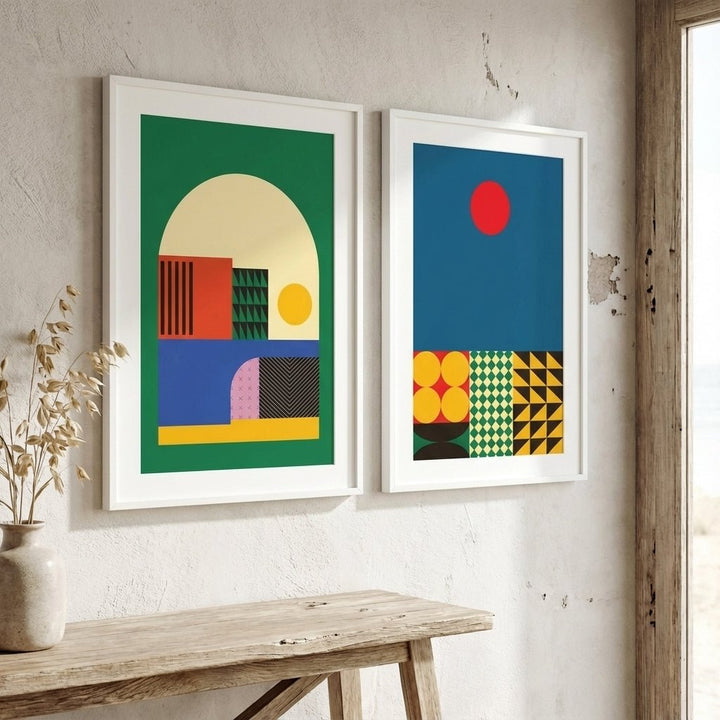 Moduler Modern Sunrise Set of 2 Geometric Prints wall - art - picture - poster