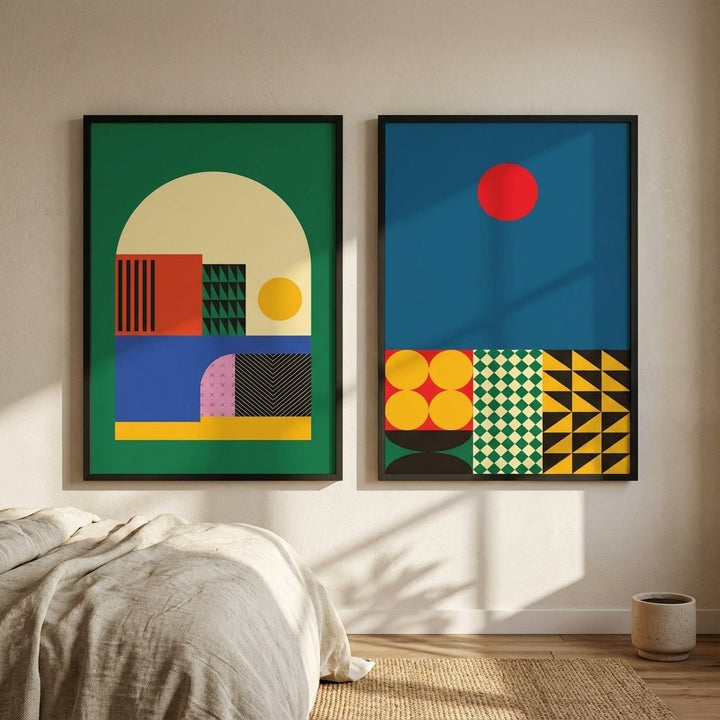 Moduler Modern Sunrise Set of 2 Geometric Prints wall - art - picture - poster