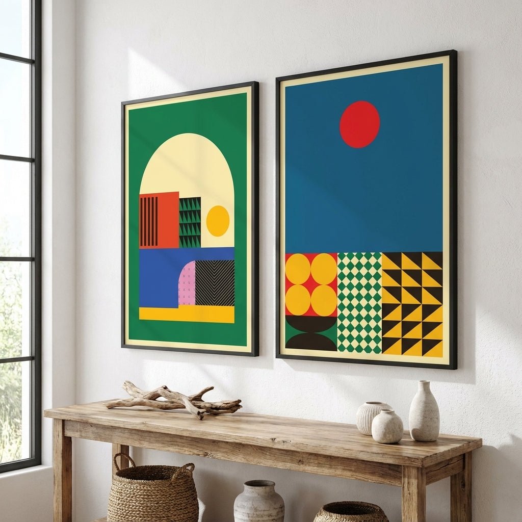 Moduler Modern Sunrise Set of 2 Geometric Prints wall - art - picture - poster