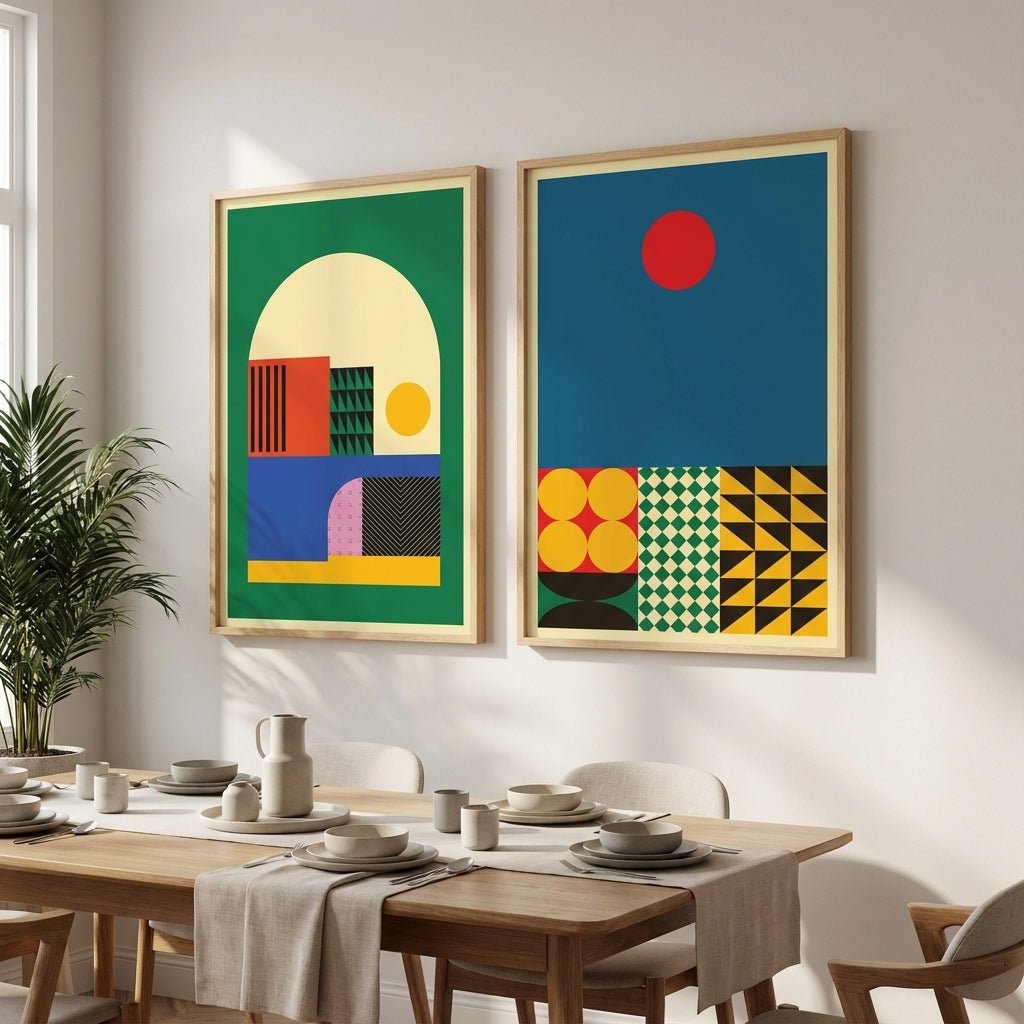 Moduler Modern Sunrise Set of 2 Geometric Prints wall - art - picture - poster