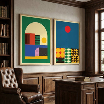 Moduler Modern Sunrise Set of 2 Geometric Prints wall - art - picture - poster