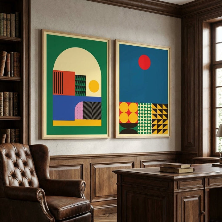 Moduler Modern Sunrise Set of 2 Geometric Prints wall - art - picture - poster
