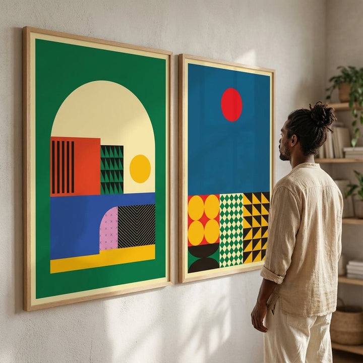 Moduler Modern Sunrise Set of 2 Geometric Prints wall - art - picture - poster