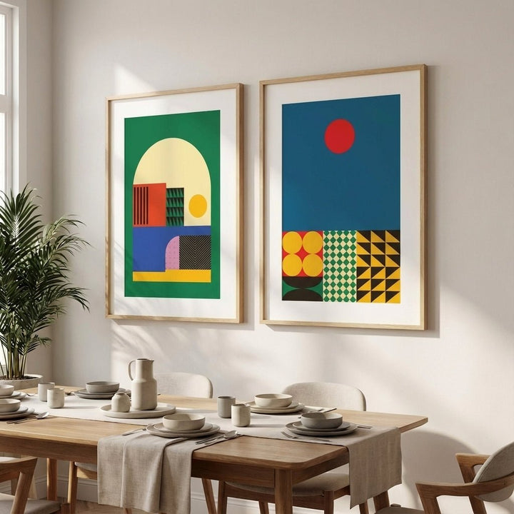 Moduler Modern Sunrise Set of 2 Geometric Prints wall - art - picture - poster