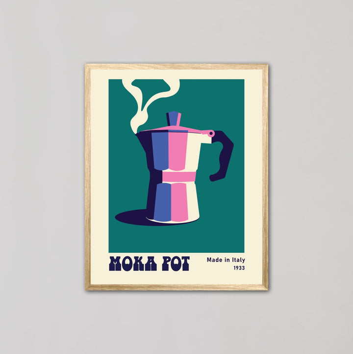 Moka Pot Italian Coffee Green Wall Art - Style My Wall