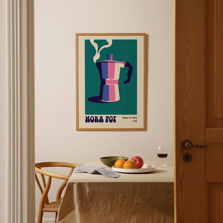 Moka Pot Italian Coffee Green Wall Art - Style My Wall