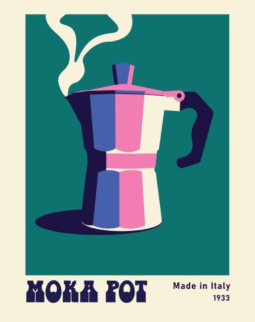 Moka Pot Italian Coffee Green Wall Art