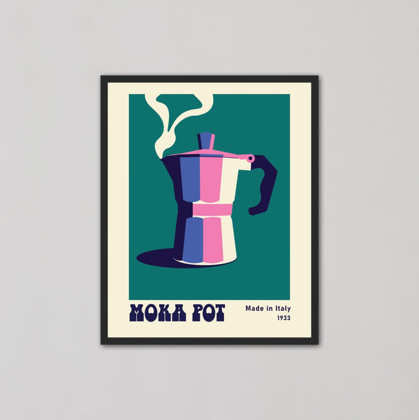Moka Pot Italian Coffee Green Wall Art