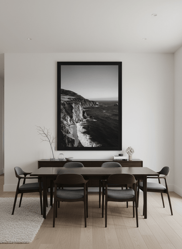 Monumental artwork centred on a feature wall in a luxe interior