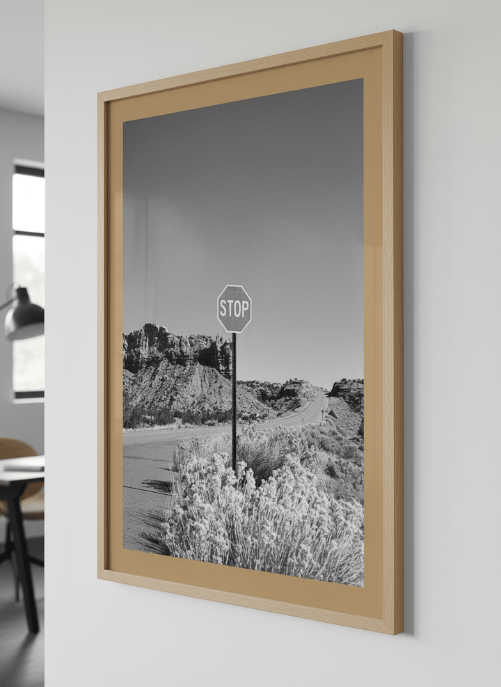 Contemporary wall art featured in a bright modern office workspace