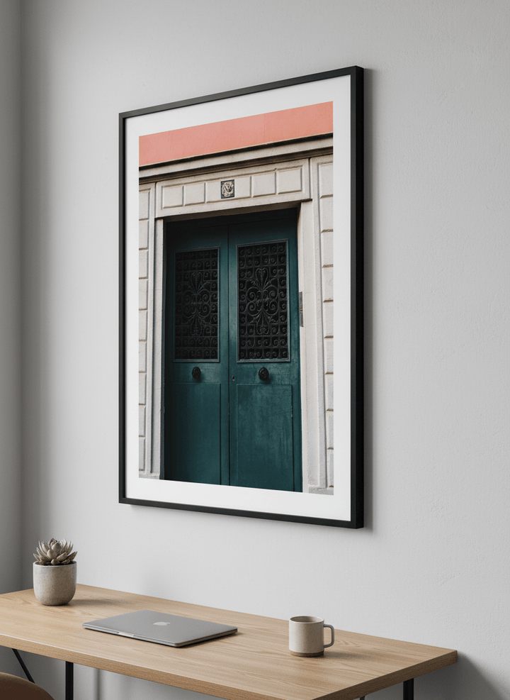Contemporary wall art featured in a bright modern office workspace