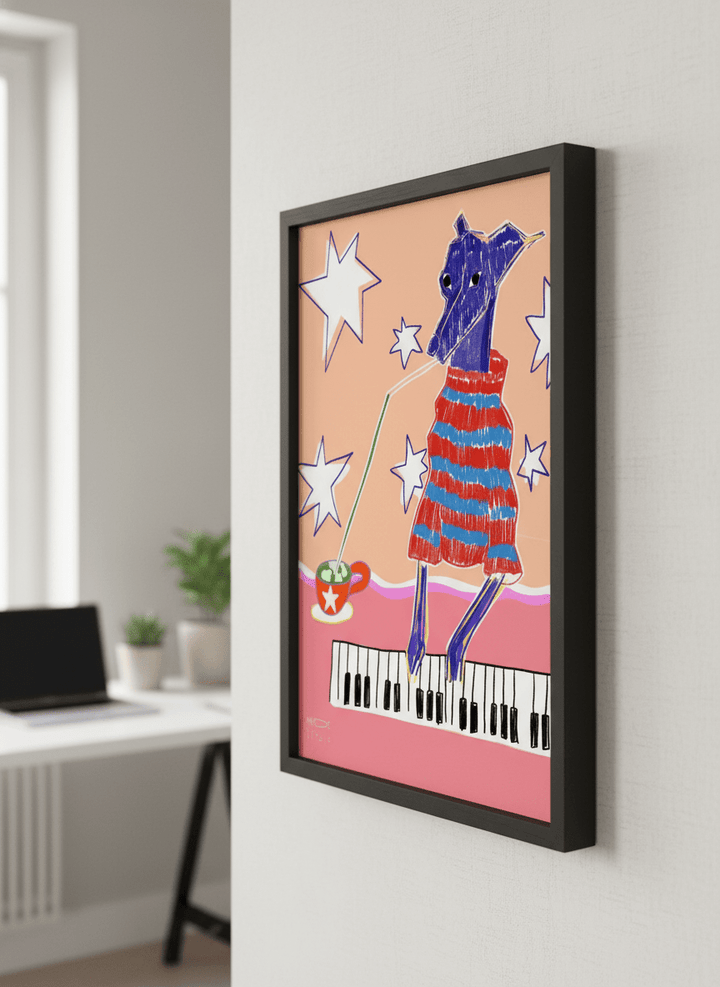 Contemporary wall art featured in a bright modern office workspace
