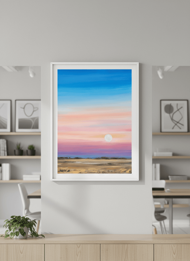 Contemporary wall art featured in a bright modern office workspace